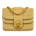 CHANEL 1991-1994 Beige Lambskin Horizontal Double Flap Mini