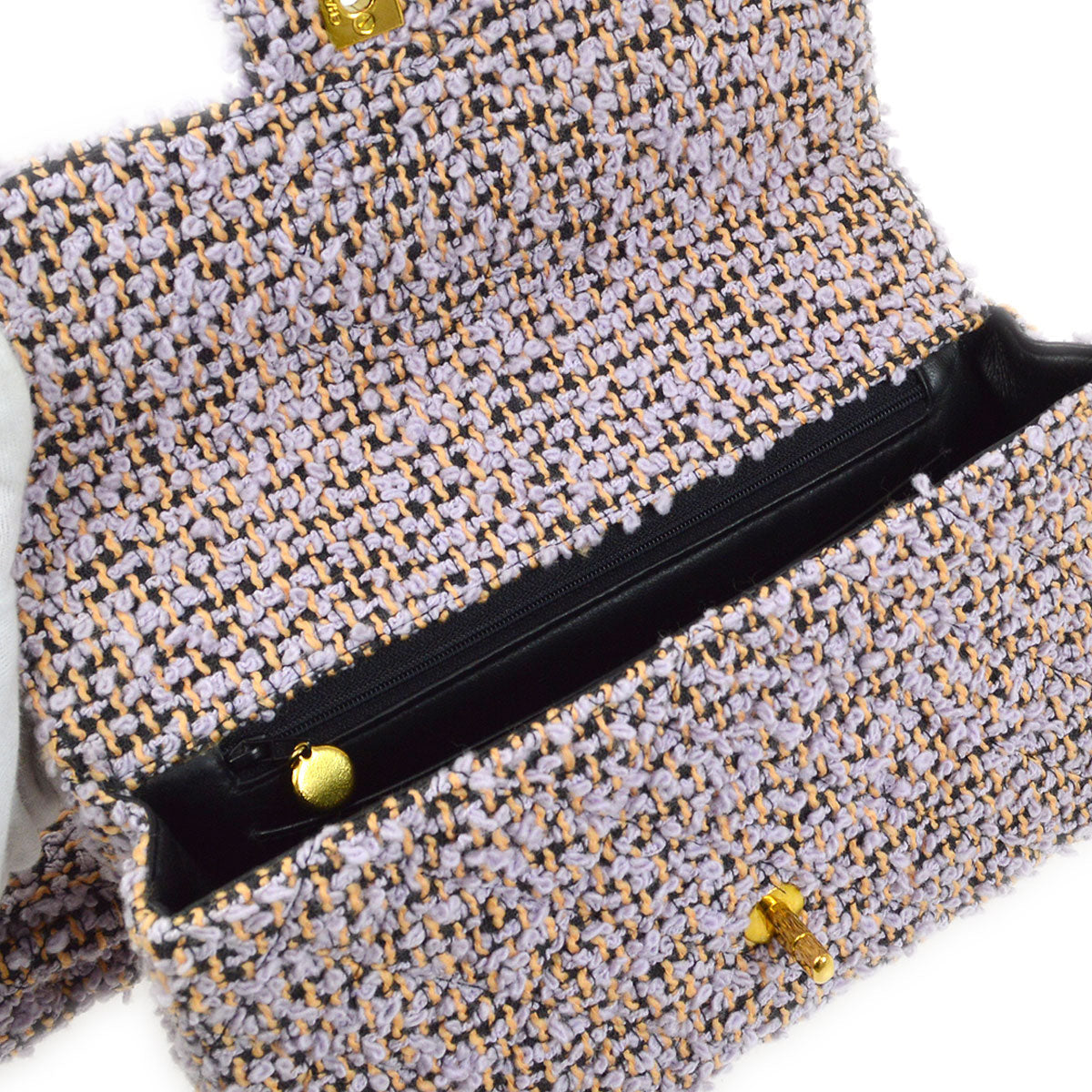 CHANEL * 1994 Classic Flap Handbag Set Purple Tweed