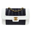 CHANEL 1991-1994 Vertical Border Flap Mini Navy Lambskin
