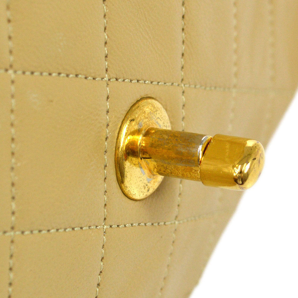 CHANEL 1989-1991 Beige Lambskin Classic Square Flap 17