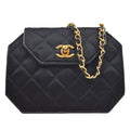 CHANEL 1989-1991 Black Satin Octagonal Flap Bag