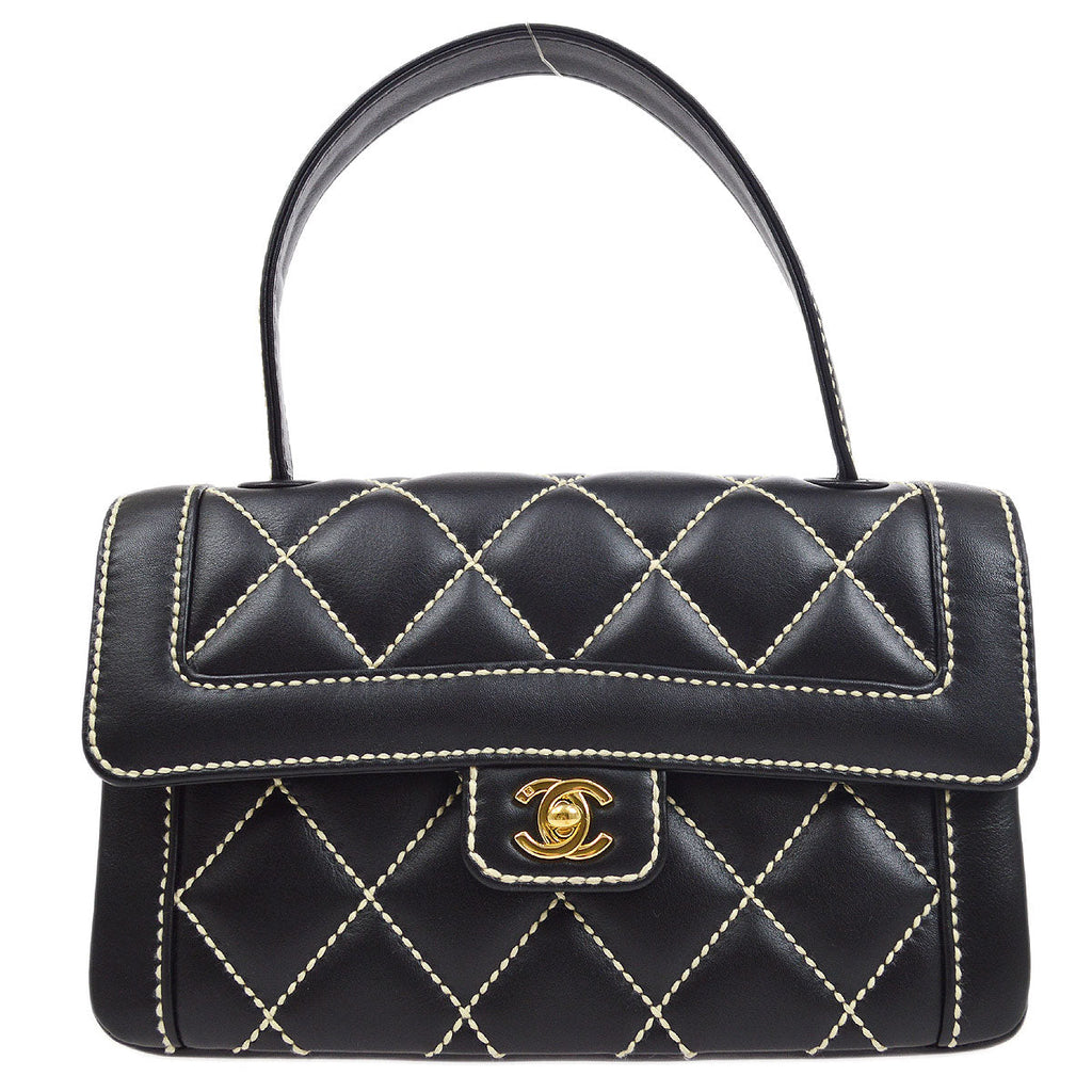 CHANEL 2004-2005 Black Calfskin Wild Stitch Handbag