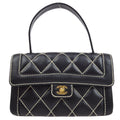 CHANEL 2004-2005 Black Calfskin Wild Stitch Handbag