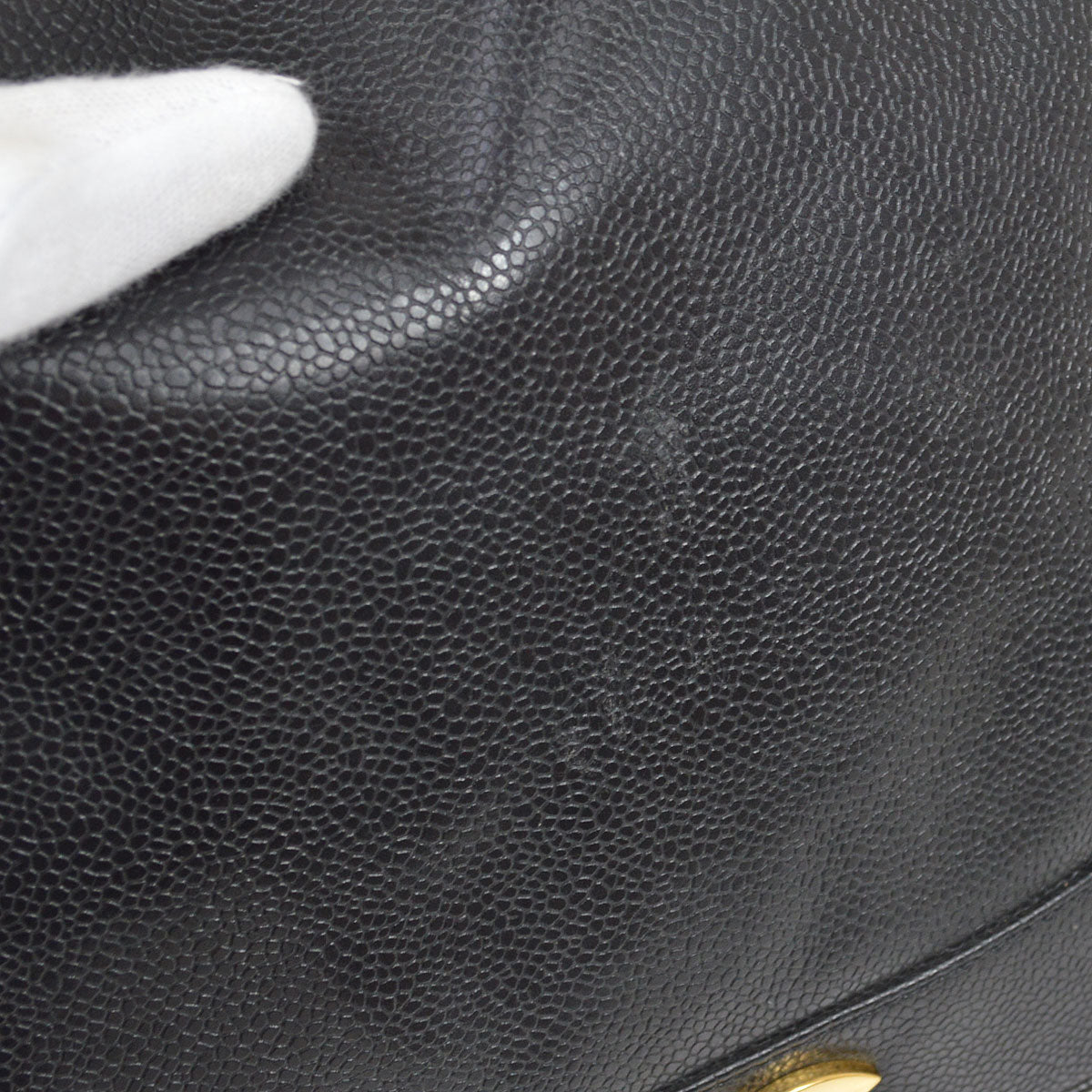 CHANEL 1990s Triple CC Drawstring Bag Black Caviar