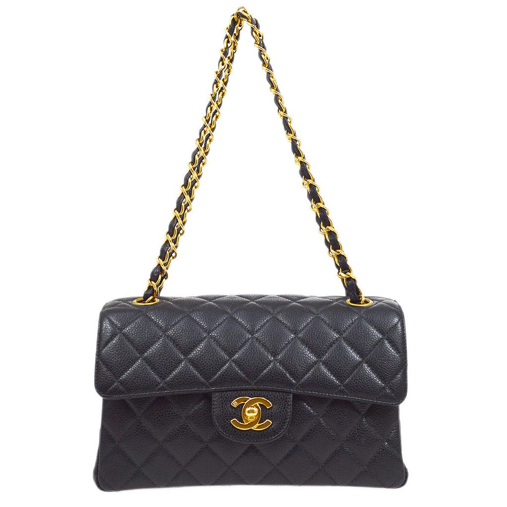 CHANEL 1996-1997 Both Side Classic Flap Small Black Caviar