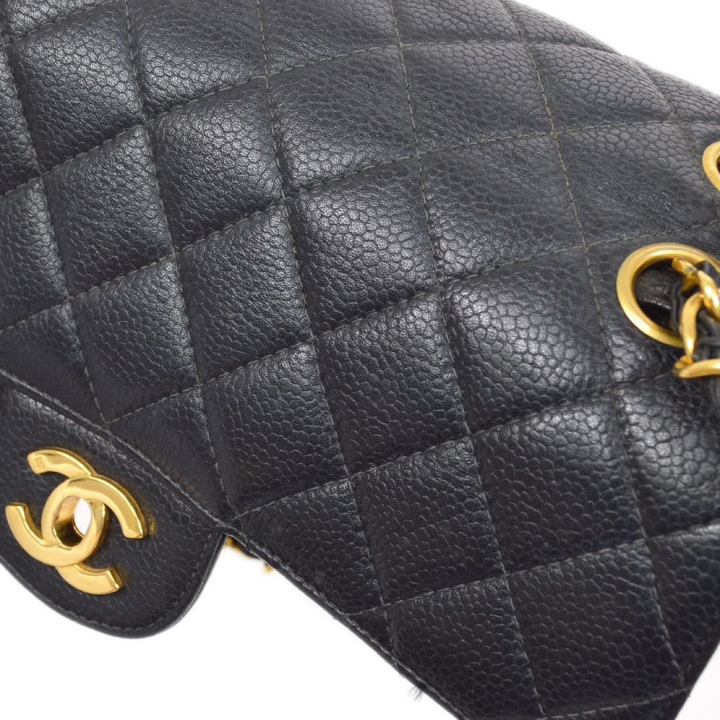 CHANEL 1996-1997 Both Side Classic Flap Small Black Caviar