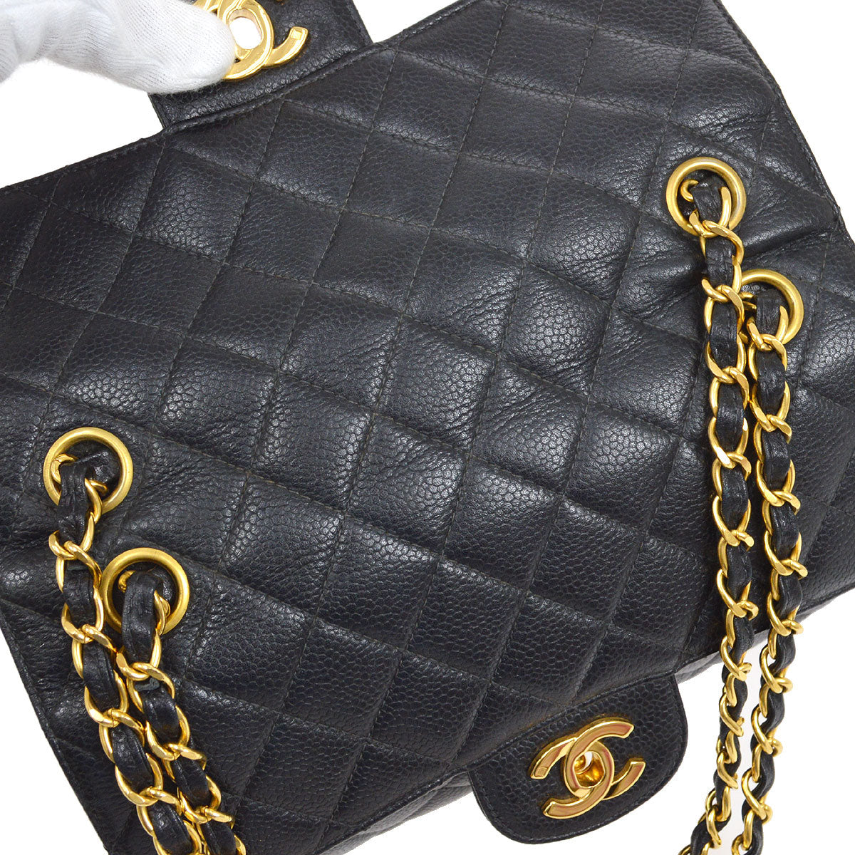 CHANEL 1996-1997 Both Side Classic Flap Small Black Caviar