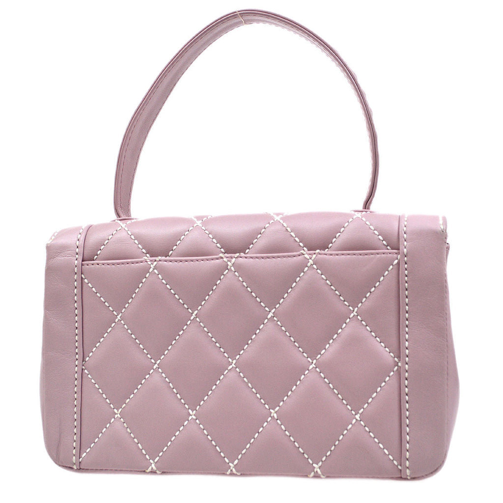 CHANEL 2004-2005 Wild Stitch Handbag Lilac Calfskin