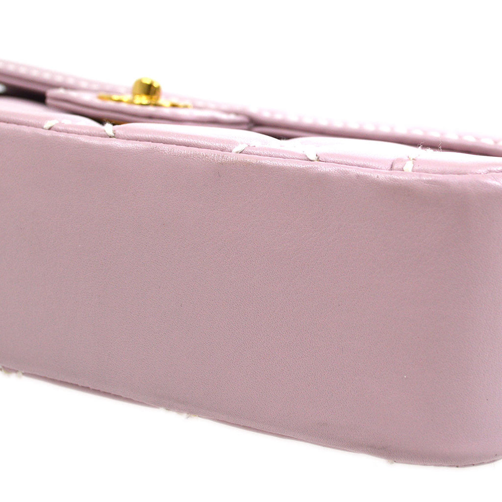 CHANEL 2004-2005 Wild Stitch Handbag Lilac Calfskin