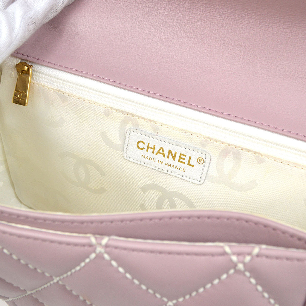 CHANEL 2004-2005 Wild Stitch Handbag Lilac Calfskin