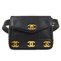 CHANEL 1991-1994 Triple CC Belt Bag Black Caviar #75