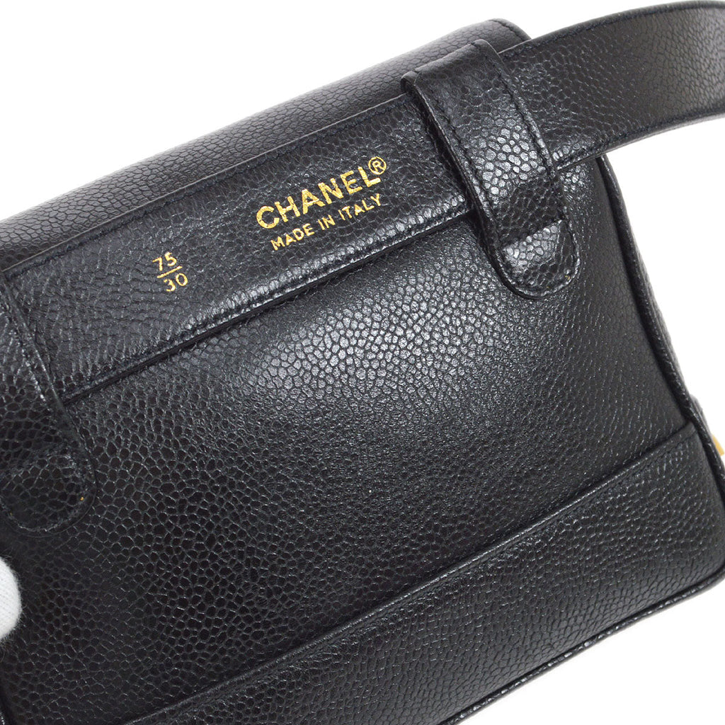 CHANEL 1991-1994 Triple CC Belt Bag Black Caviar #75