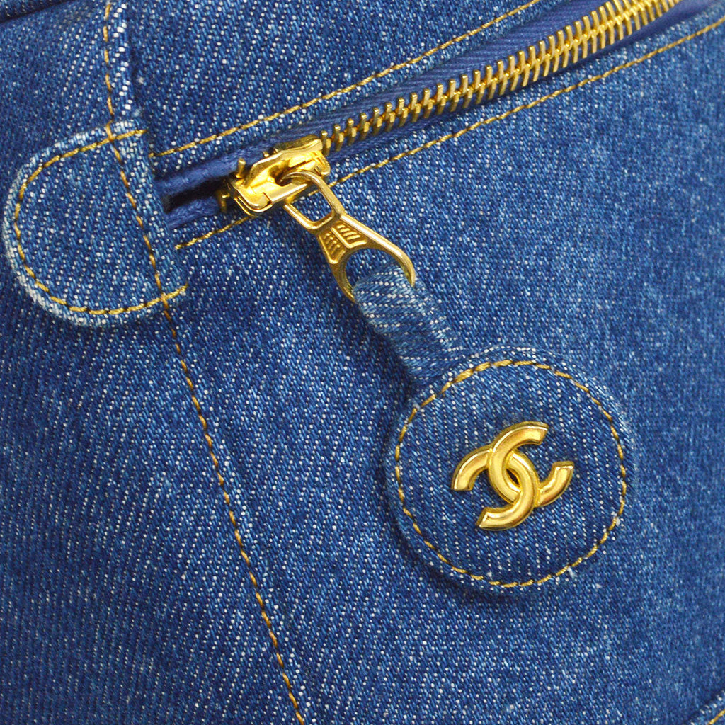 CHANEL 1996-1997 Timeless Vanity Handbag Denim