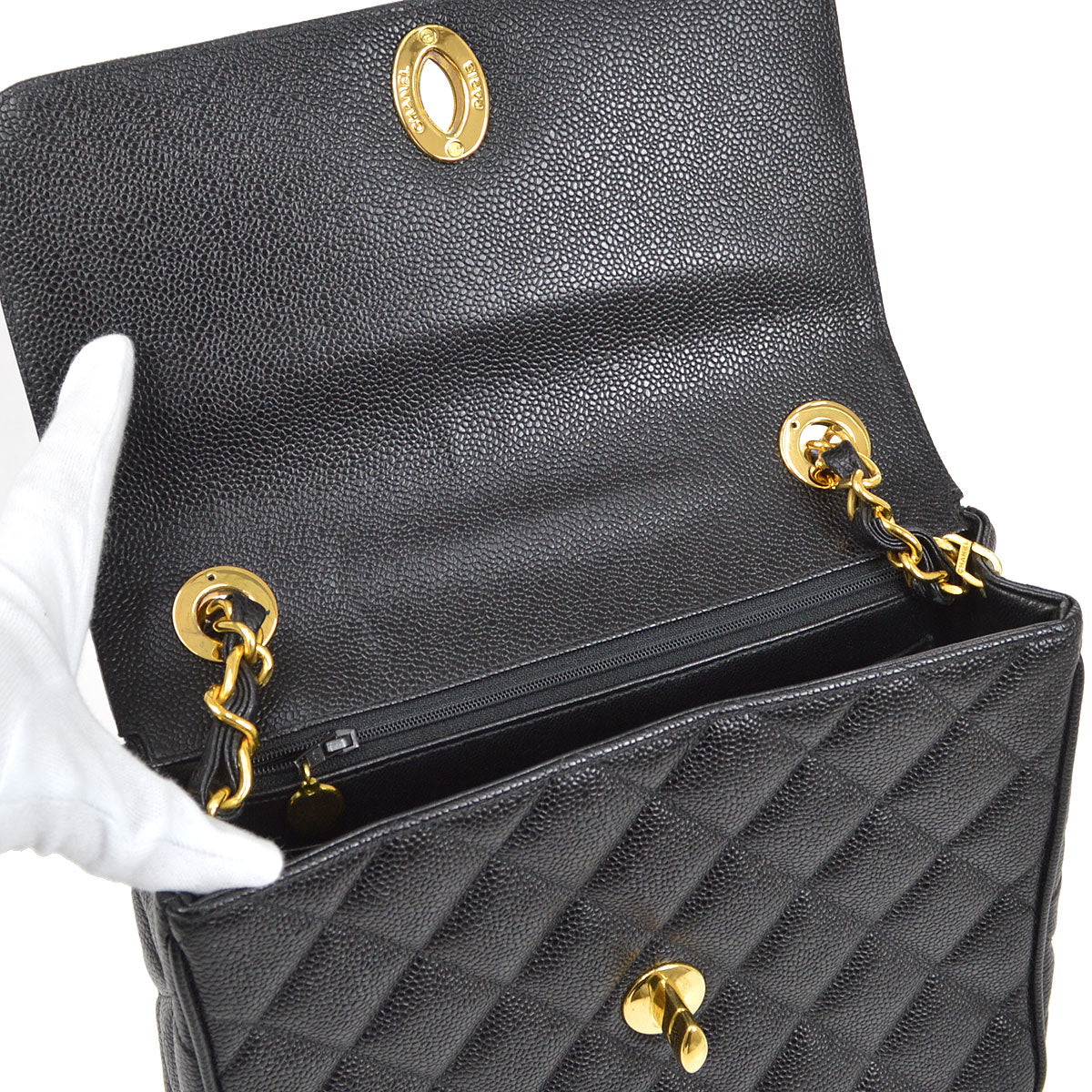 CHANEL 1994-1996 Big CC Straight Flap medium Black Caviar