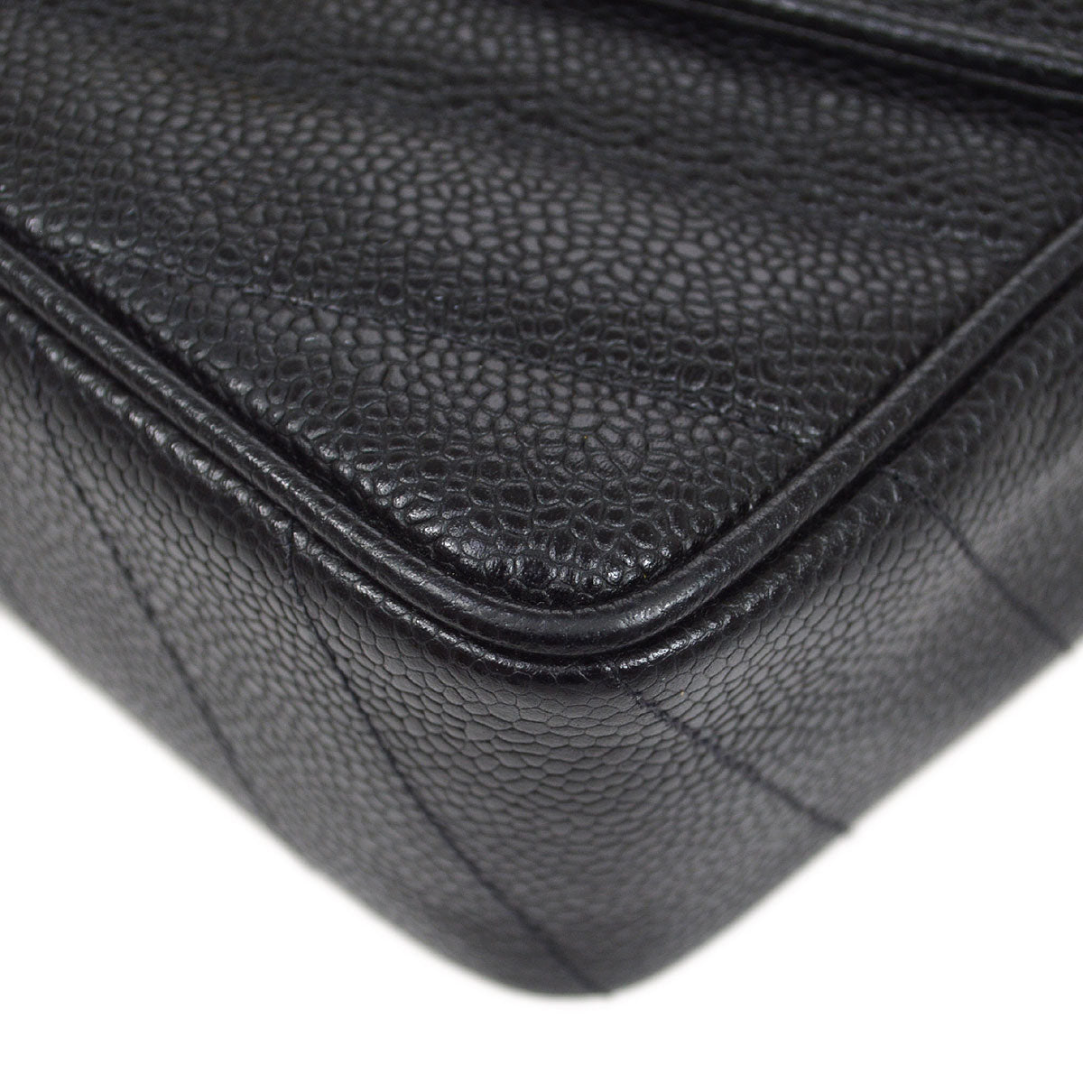 CHANEL 1994-1996 Chevron Letter Flap Mini Black Caviar