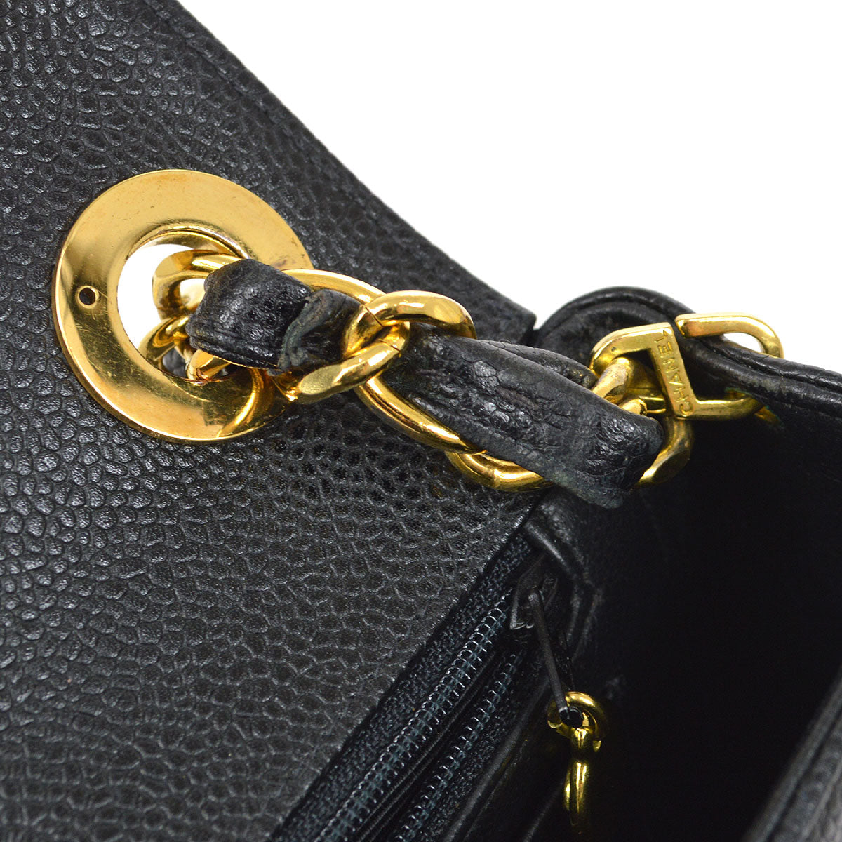 CHANEL 1994-1996 Chevron Letter Flap Mini Black Caviar