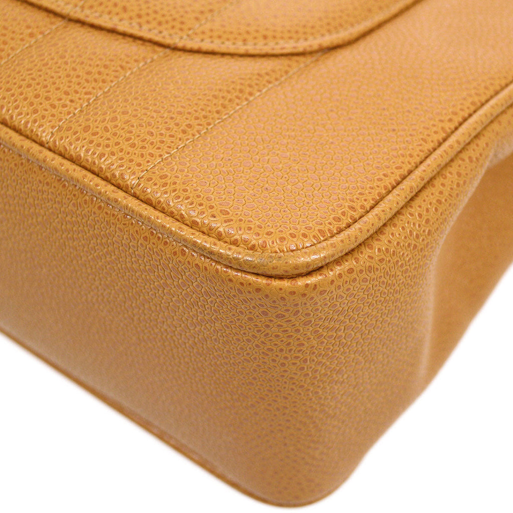 CHANEL 1994-1996 Vertical Classic Flap Jumbo Beige Caviar