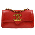 CHANEL * 1986-1988 Big CC Pointed Flap Mini Red Lizard