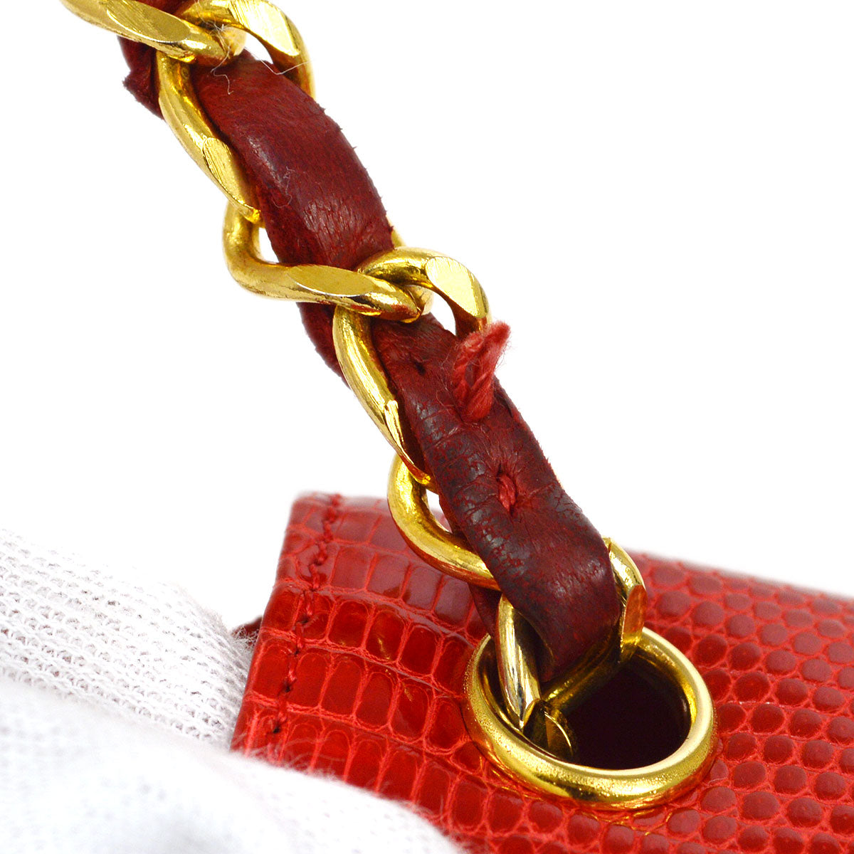 CHANEL * 1986-1988 Big CC Pointed Flap Mini Red Lizard