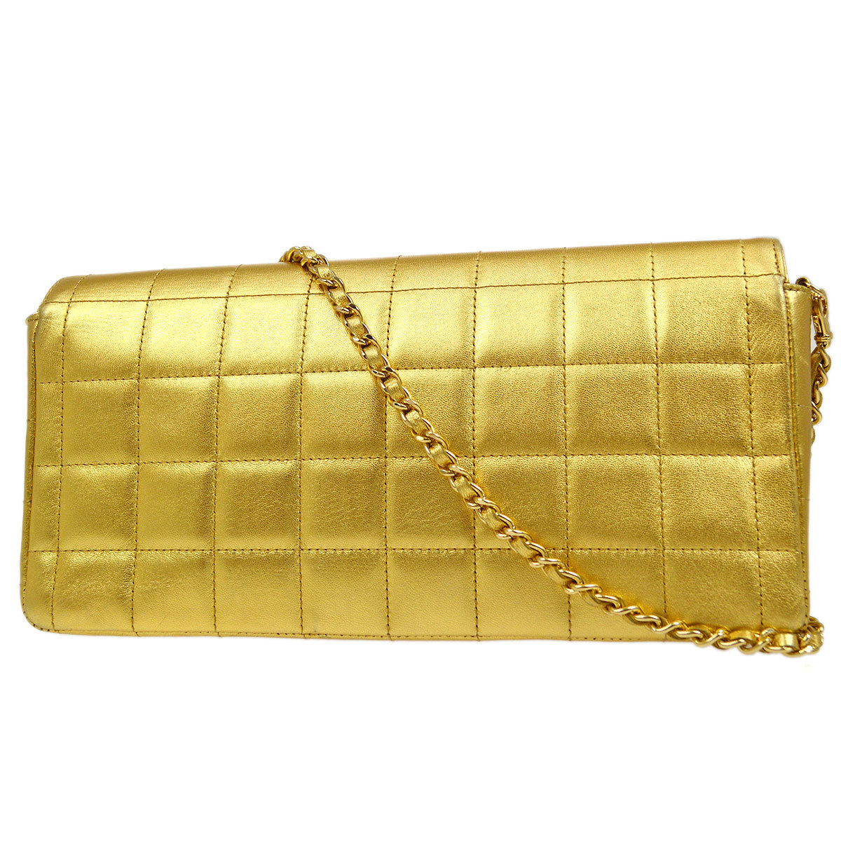 CHANEL 2001 Choco Bar East West Gold Lambskin