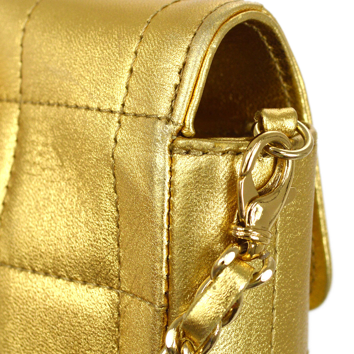 CHANEL 2001 Choco Bar East West Gold Lambskin