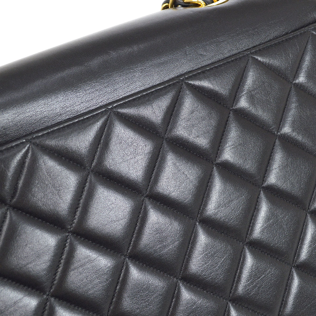 CHANEL 1991-1994 CC Flap Maxi Black Lambskin