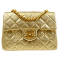 CHANEL 1991-1994 Classic Square Flap 17 Gold Lambskin