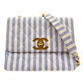 CHANEL 1994-1996 Big CC Striped Straight Flap Medium