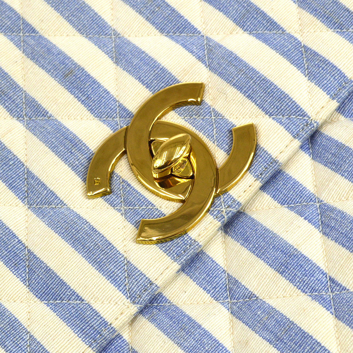 CHANEL 1994-1996 Big CC Striped Straight Flap Medium