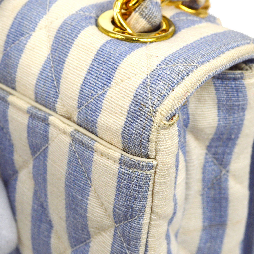 CHANEL 1994-1996 Big CC Striped Straight Flap Medium