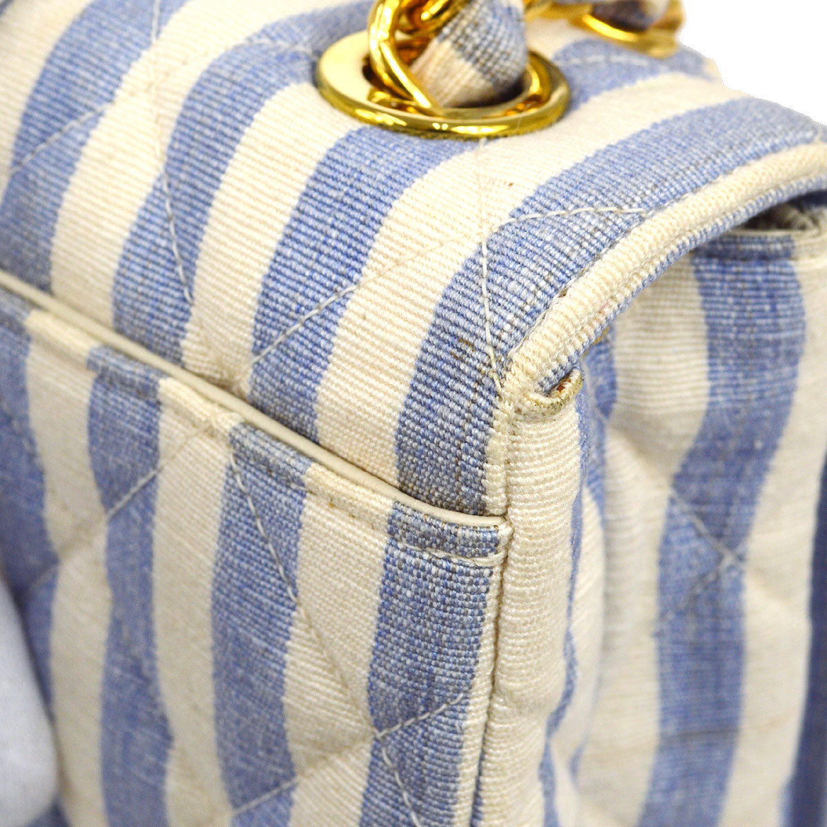 CHANEL 1994-1996 Big CC Striped Straight Flap Medium