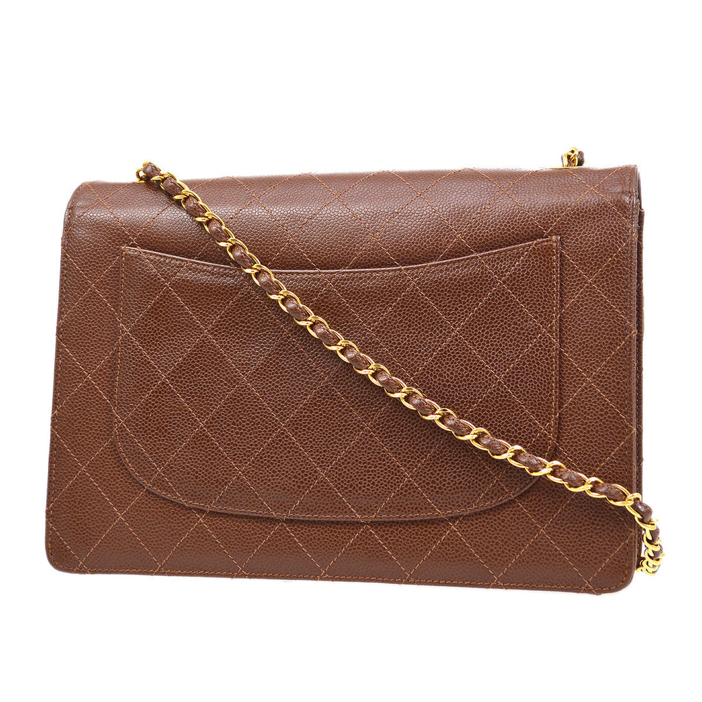 CHANEL 1998 Classic Flap Jumbo Sellier Brown Caviar
