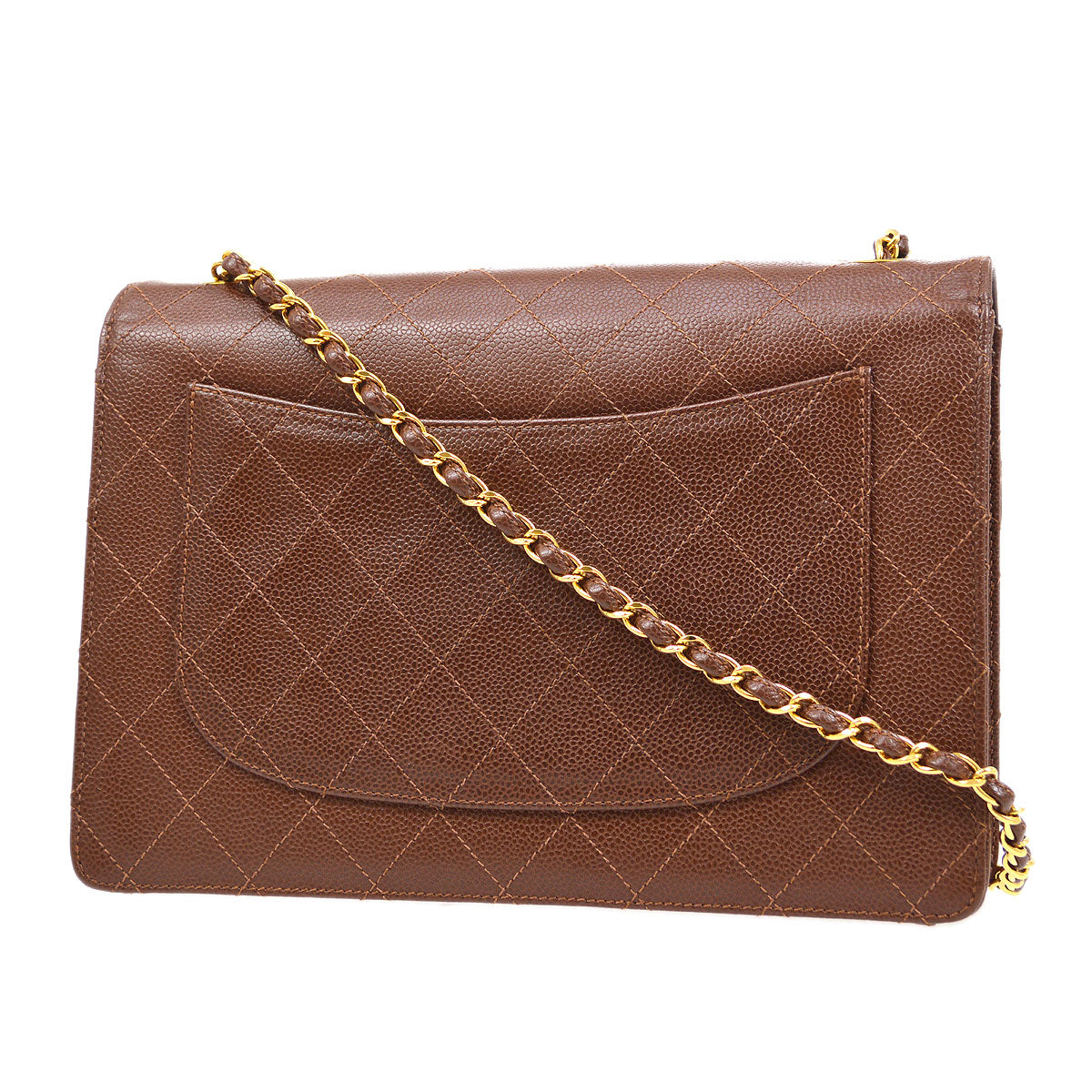 CHANEL 1998 Classic Flap Jumbo Sellier Brown Caviar