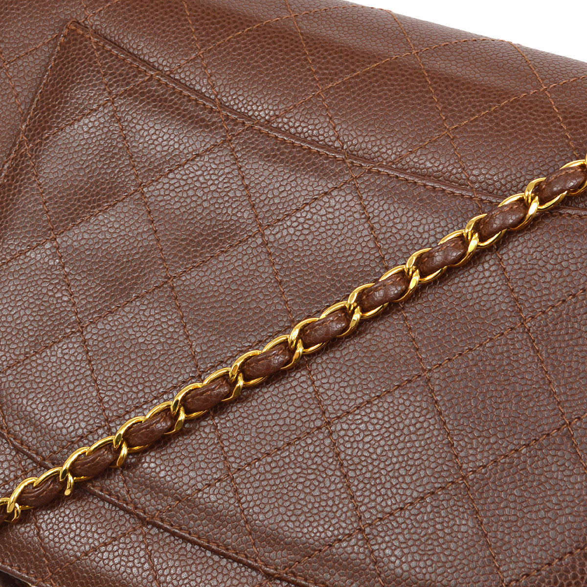 CHANEL 1998 Classic Flap Jumbo Sellier Brown Caviar