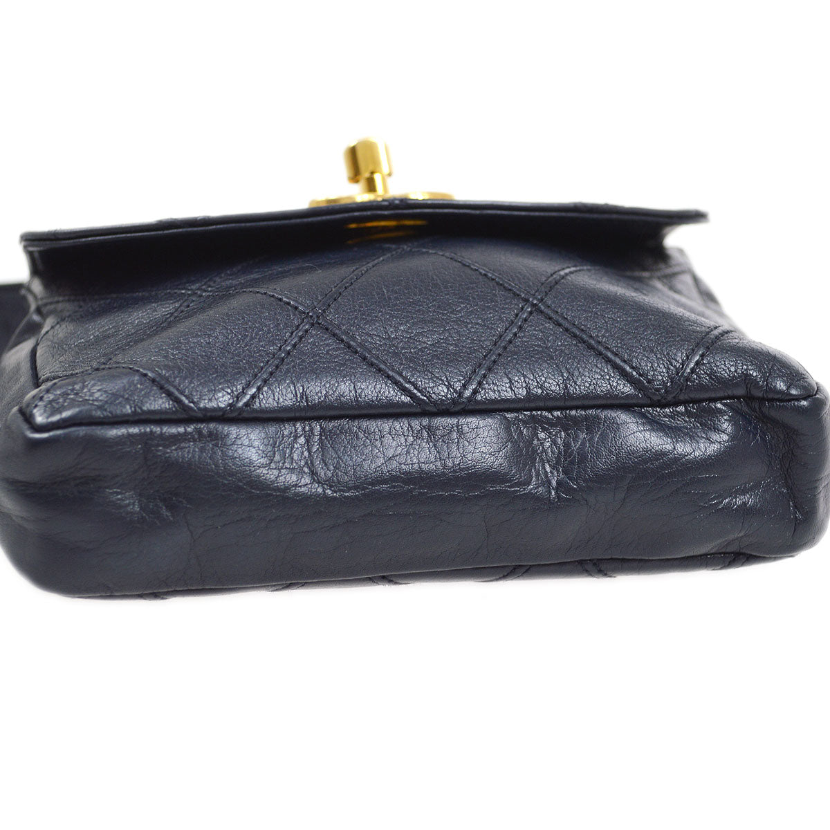 CHANEL 1980's Cosmoline Belt Bag Navy Lambskin #75