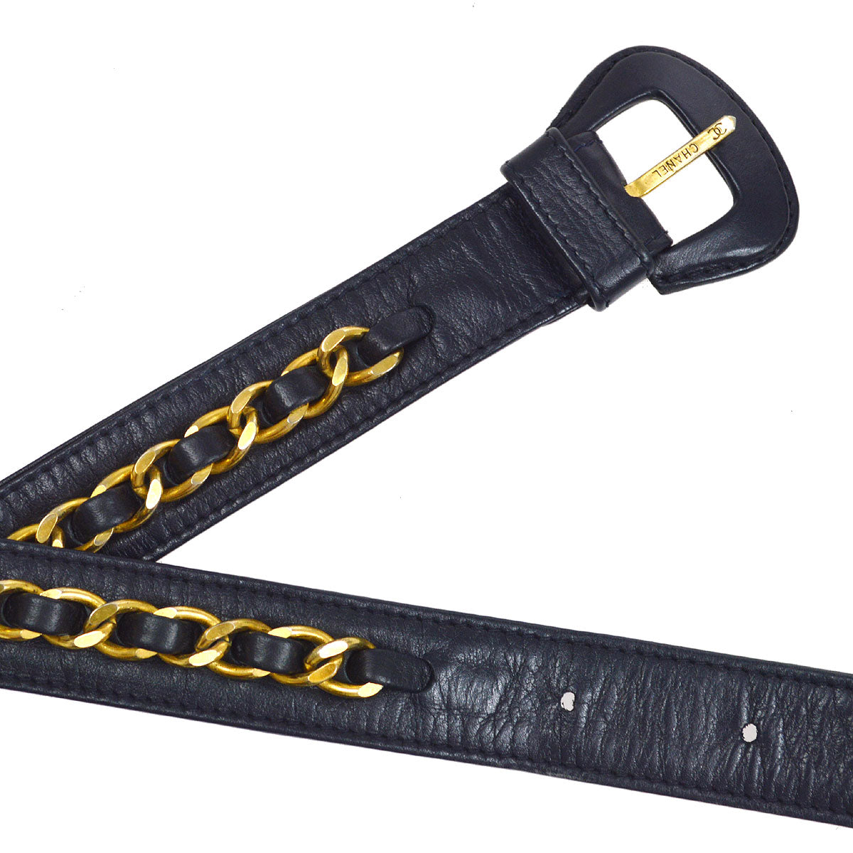 CHANEL 1980's Cosmoline Belt Bag Navy Lambskin #75