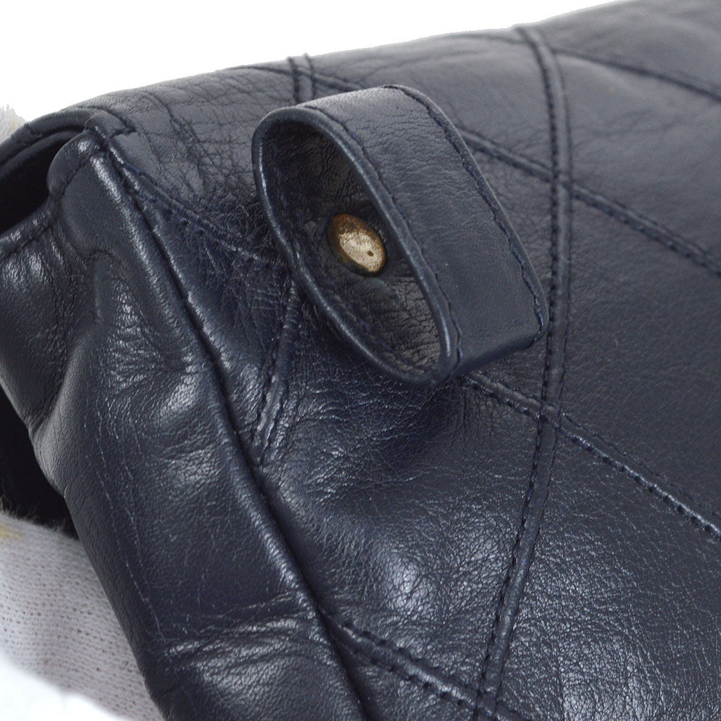CHANEL 1980's Cosmoline Belt Bag Navy Lambskin #75