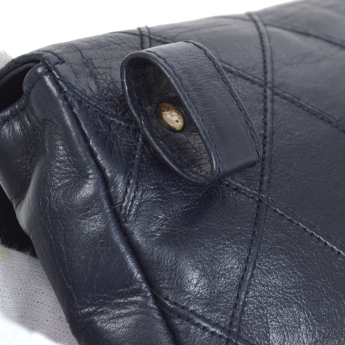 CHANEL 1980's Cosmoline Belt Bag Navy Lambskin #75