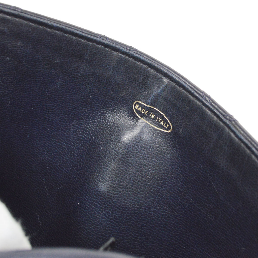 CHANEL 1980's Cosmoline Belt Bag Navy Lambskin #75