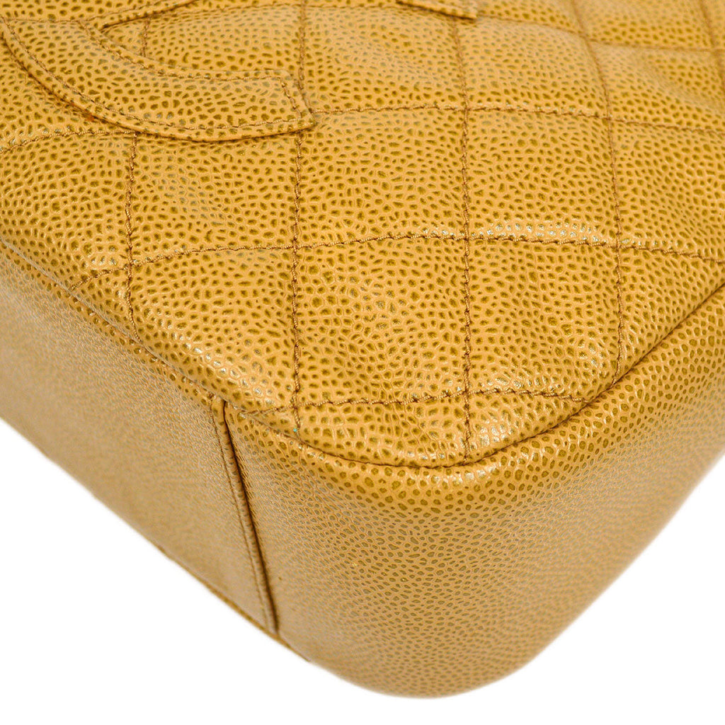 CHANEL 2003-2004 Hobo Bag Beige Caviar