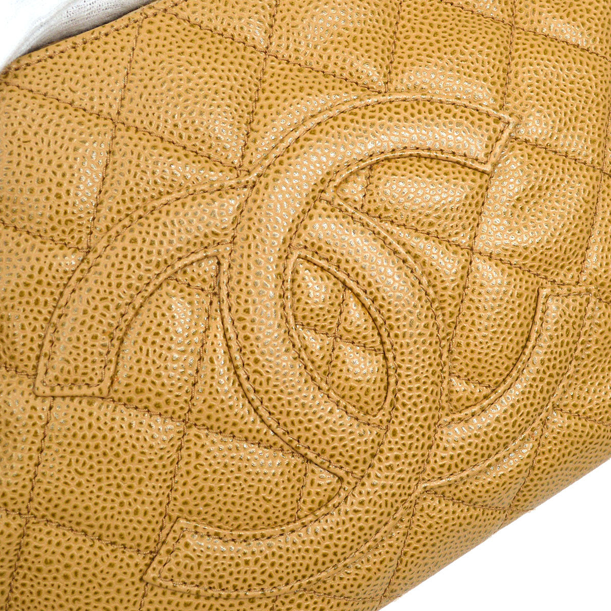CHANEL 2003-2004 Hobo Bag Beige Caviar