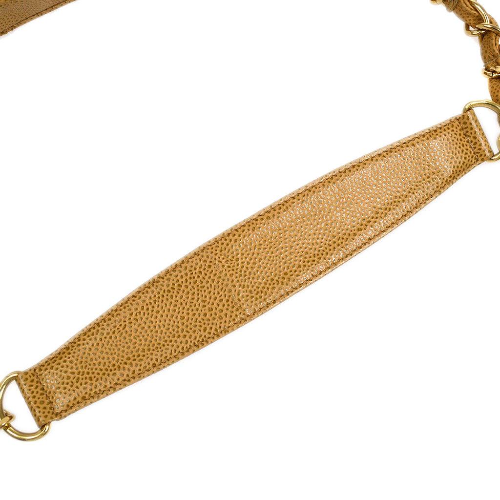 CHANEL 2003-2004 Hobo Bag Beige Caviar