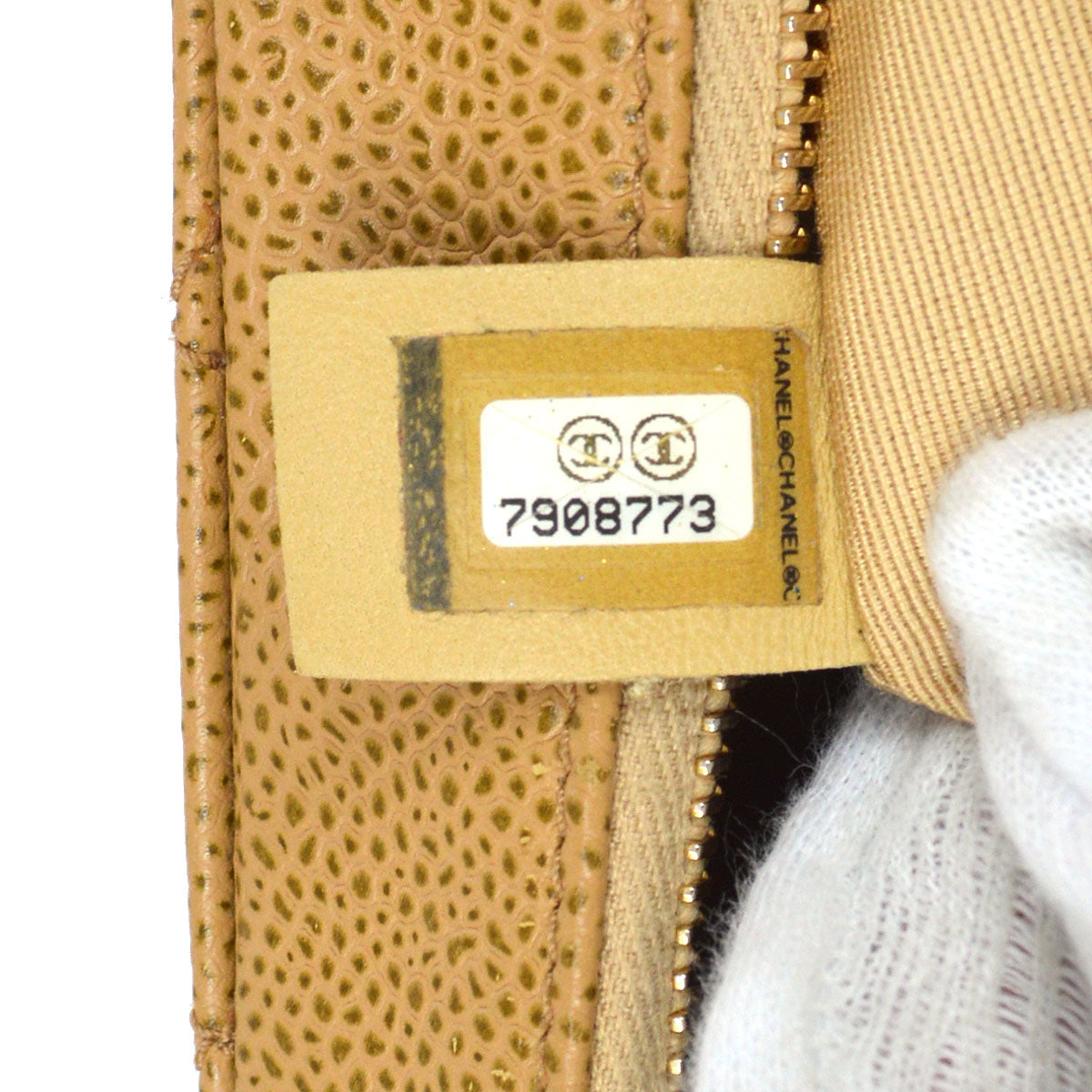 CHANEL 2003-2004 Hobo Bag Beige Caviar