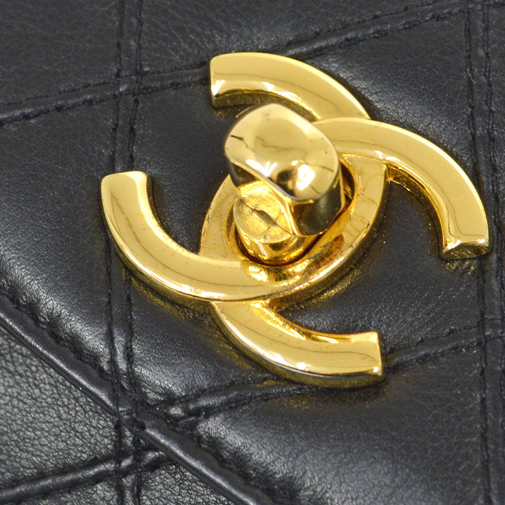 CHANEL 1980s Cosmoline Belt Bag Black Lambskin #65