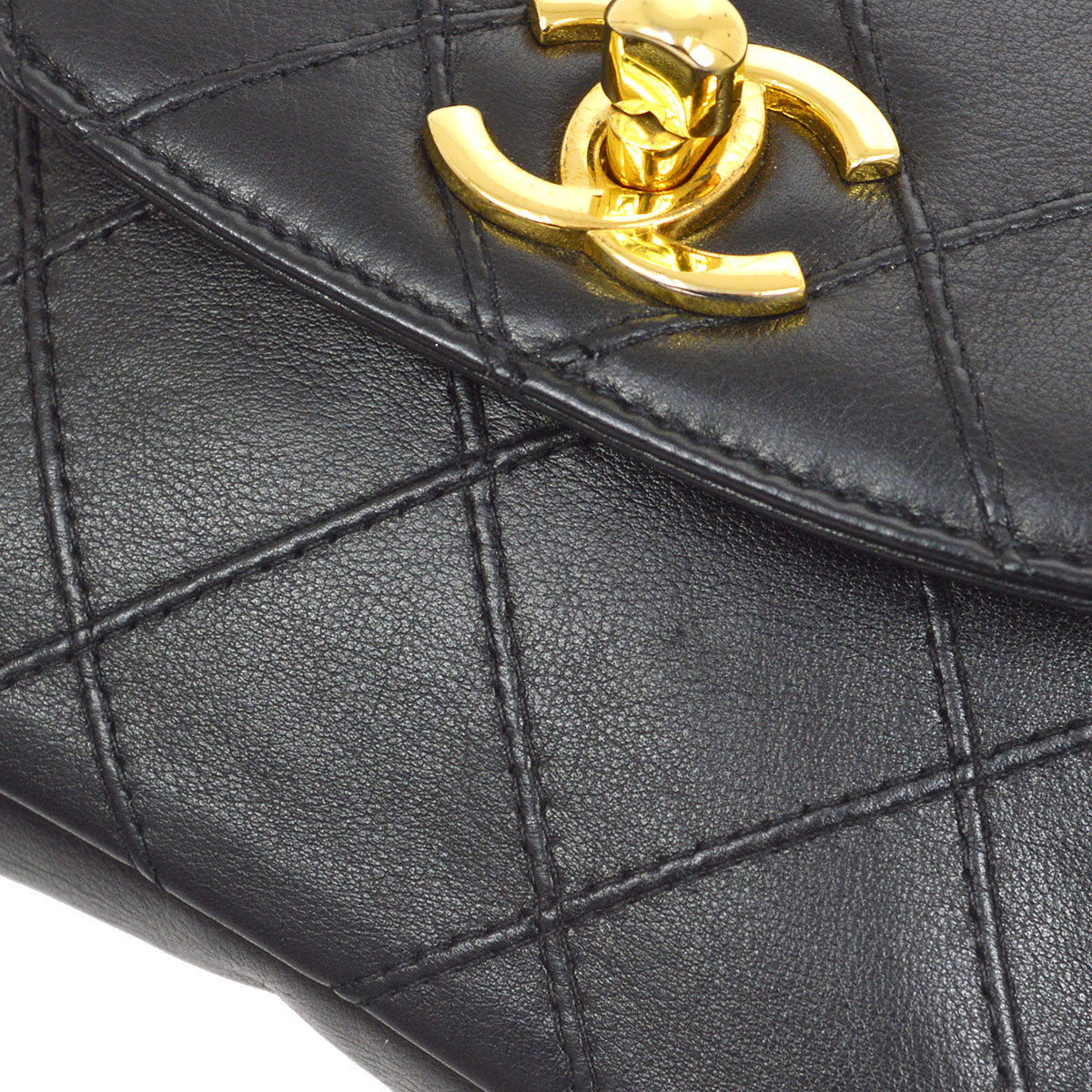 CHANEL 1980s Cosmoline Belt Bag Black Lambskin #65
