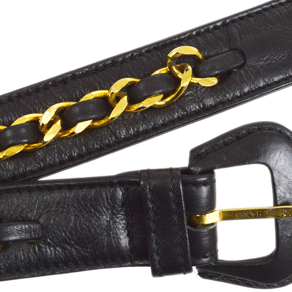 CHANEL 1980s Cosmoline Belt Bag Black Lambskin #65