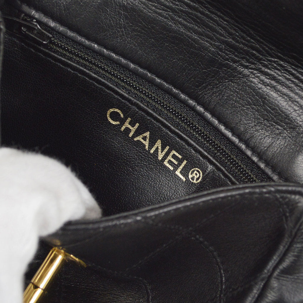 CHANEL 1980s Cosmoline Belt Bag Black Lambskin #65