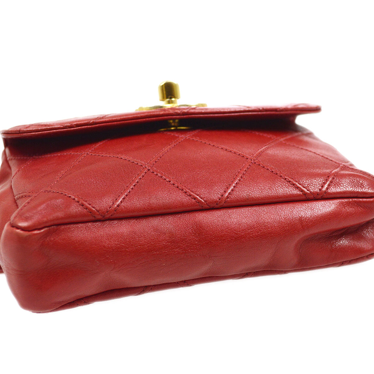 CHANEL 1980s Cosmoline Belt Bag Red Lambskin #70