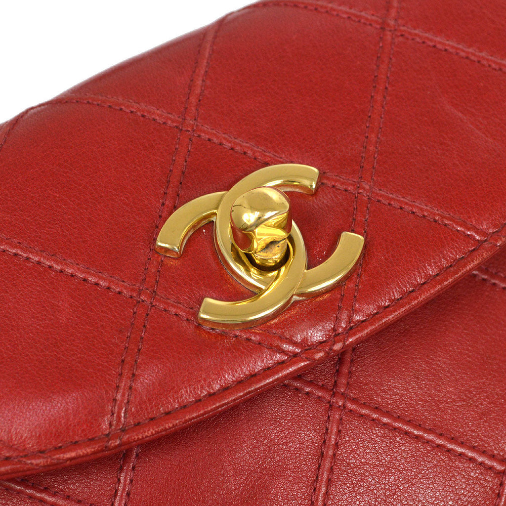 CHANEL 1980s Cosmoline Belt Bag Red Lambskin #70