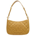 CHANEL 2003-2004 Hobo Bag Beige Caviar